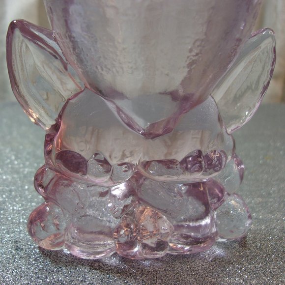 H-139 VINTAGE WILKERSON GLASS BUNNY RABBIT EGG HOLDER IN PINK - Picture 3 of 13